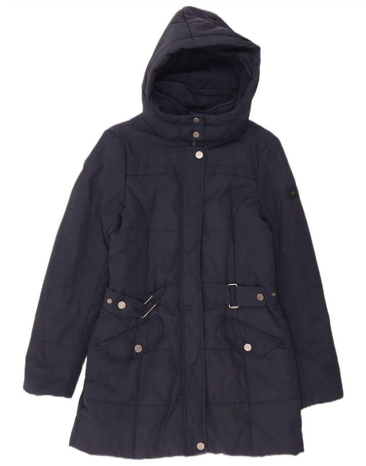 Женское стеганое пальто с капюшоном Esprit UK 10, маленькое темно-синее, полиамид