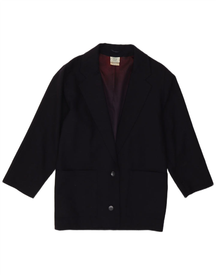 Женский пиджак на 2 пуговицах Laura Ashley, Великобритания, 10, маленький, темно-синий, шерстяной