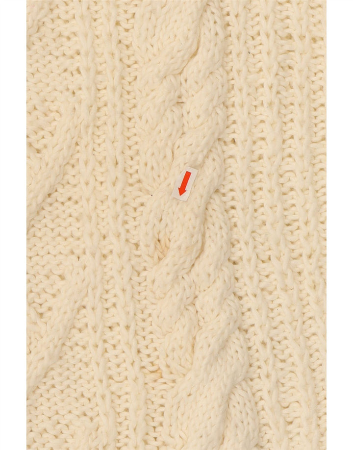 ВИНТАЖНЫЙ женский джемпер с высоким воротником, Великобритания, 16, большой, белый цвет