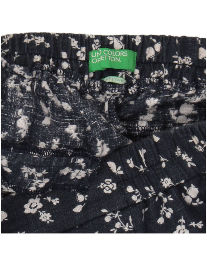 BENETTON Женские зауженные укороченные брюки среднего размера W30 L25 Темно-синие с цветочным принтом