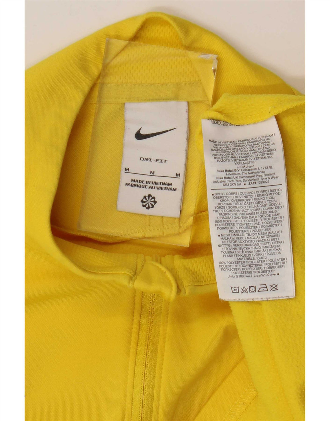 Мужской пуловер с воротником на молнии Nike Dri Fit, спортивный костюм среднего желтого цвета с цветными блоками
