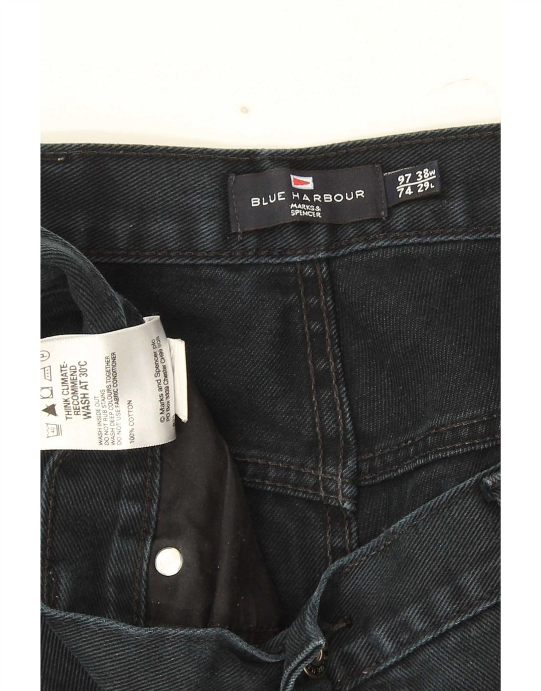 Мужские прямые джинсы Marks & Spencer Blue Harbour W38 L29, черный хлопок