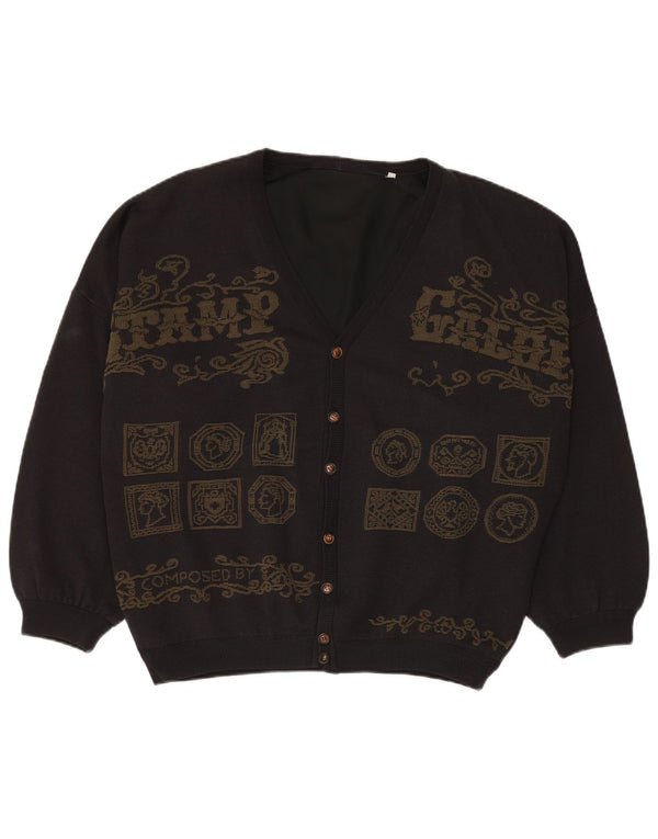 Винтажный мужской свитер-кардиган с рисунком 3XL, серый пэчворк из вискозы