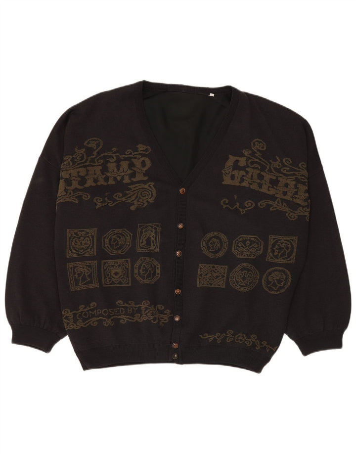 Винтажный мужской свитер-кардиган с рисунком 3XL, серый пэчворк из вискозы