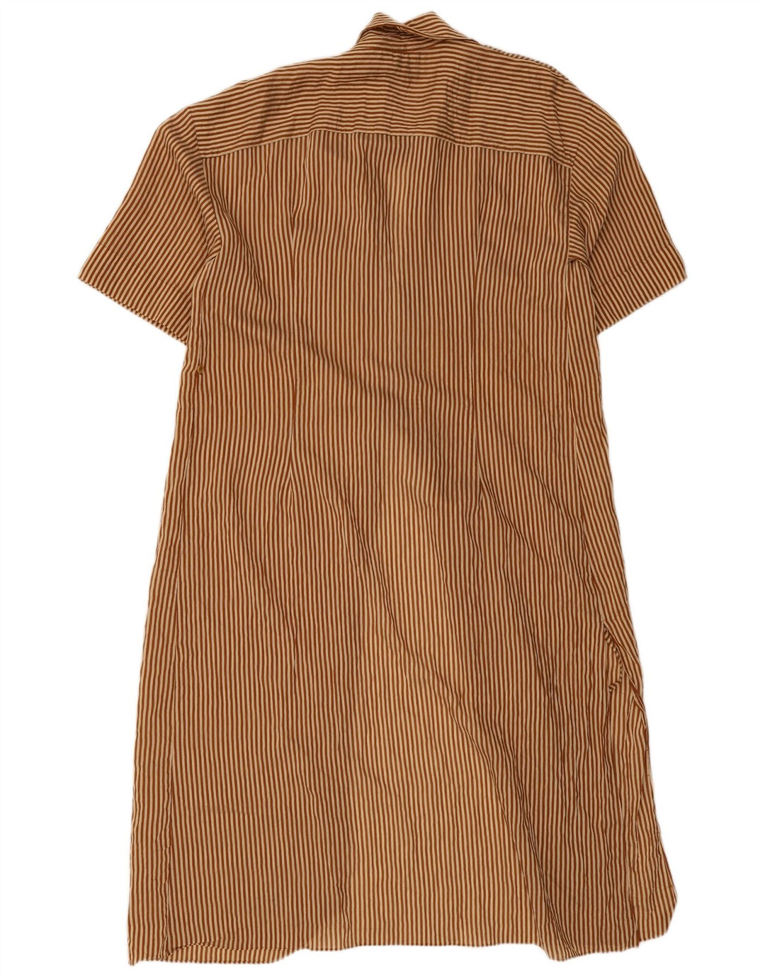 Женское платье-халат оверсайз Zara UK 10, маленькое коричневое в тонкую полоску