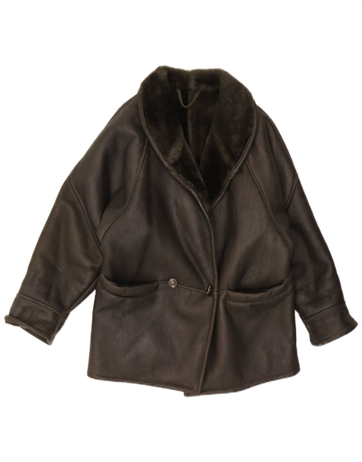 Женская короткая дубленка VINTAGE UK 16, большая черная