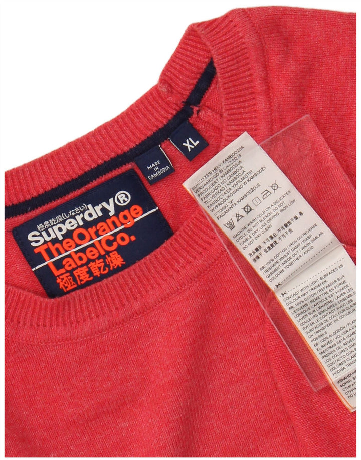 SUPERDRY Мужской свитер с круглым вырезом XL, красный хлопок