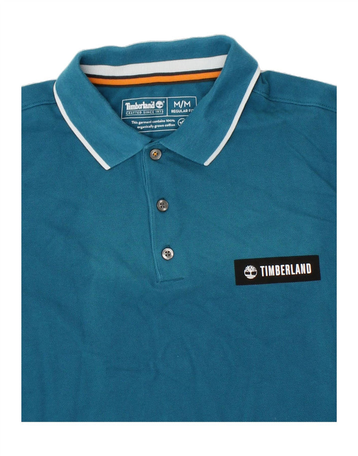 TIMBERLAND Mens Regular Fit Polo Shirt Medium Blue Cotton Vintage Timberland and Second-Hand Timberland from Messina Hembry 