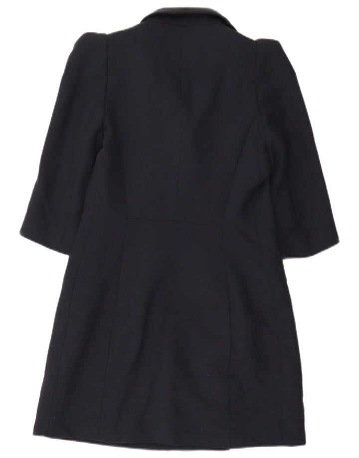 Женский удлиненный двубортный пиджак Zara UK 12, средний темно-синий