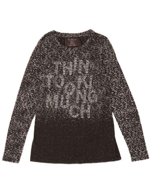 Женский топ с длинным рукавом Zara UK 10, маленький черный с животным принтом