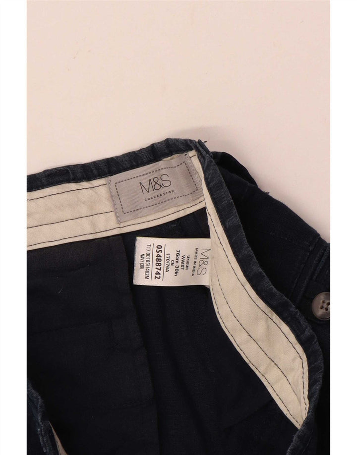 Мужские шорты-чиносы Marks & Spencer W30 среднего размера, темно-синие, льняные