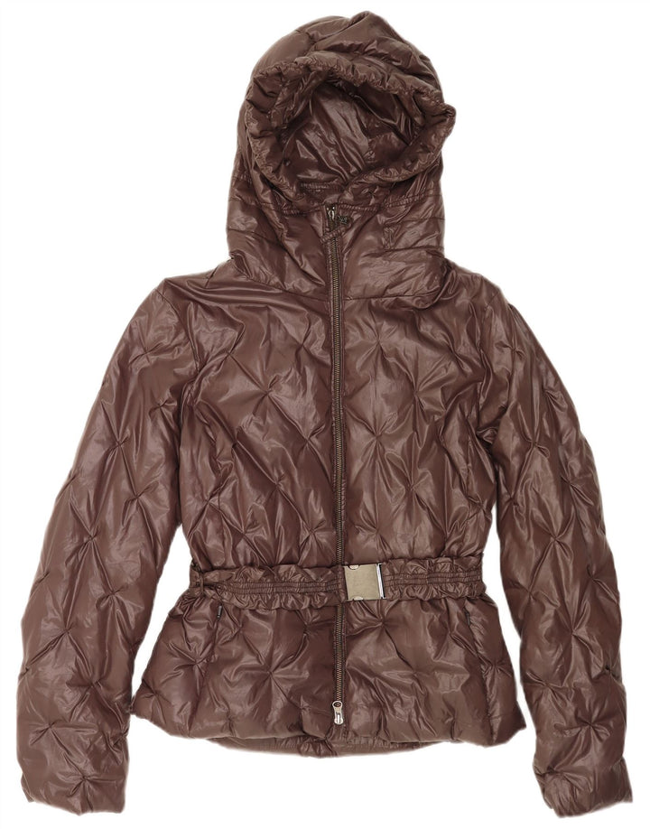 Cerruti 1881 Женская утепленная куртка с капюшоном IT 46 XL Коричневый Полиамид