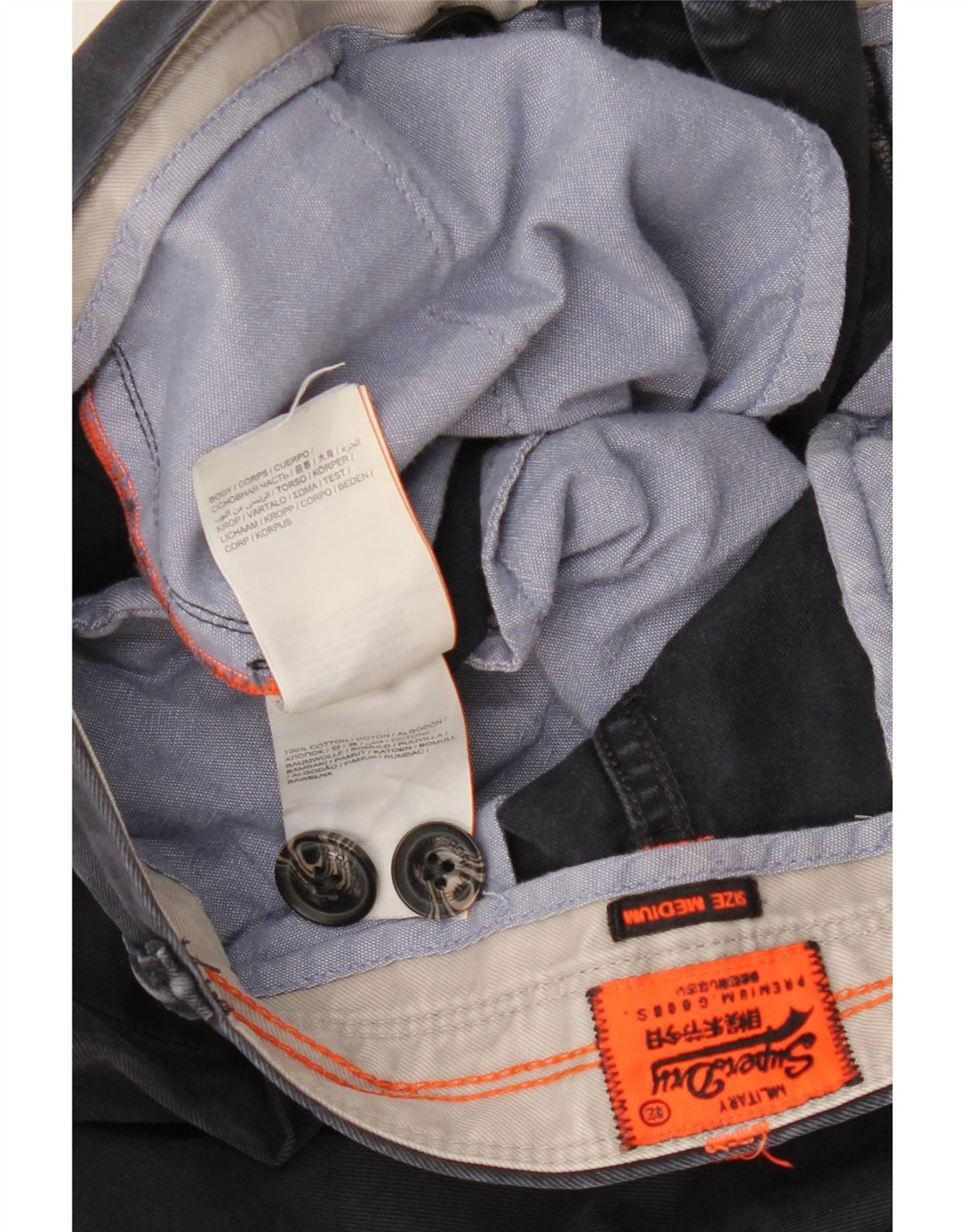 Мужские брюки-чиносы Superdry Slim Fit Medium W32 L30 Темно-синие хлопковые