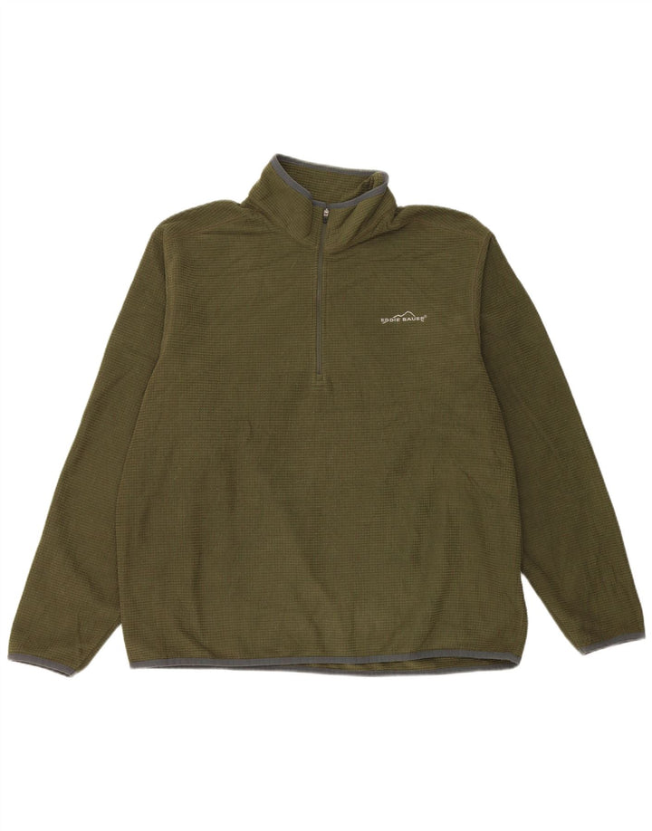 Мужской флисовый джемпер с воротником на молнии Eddie Bauer, большой зеленый полиэстер