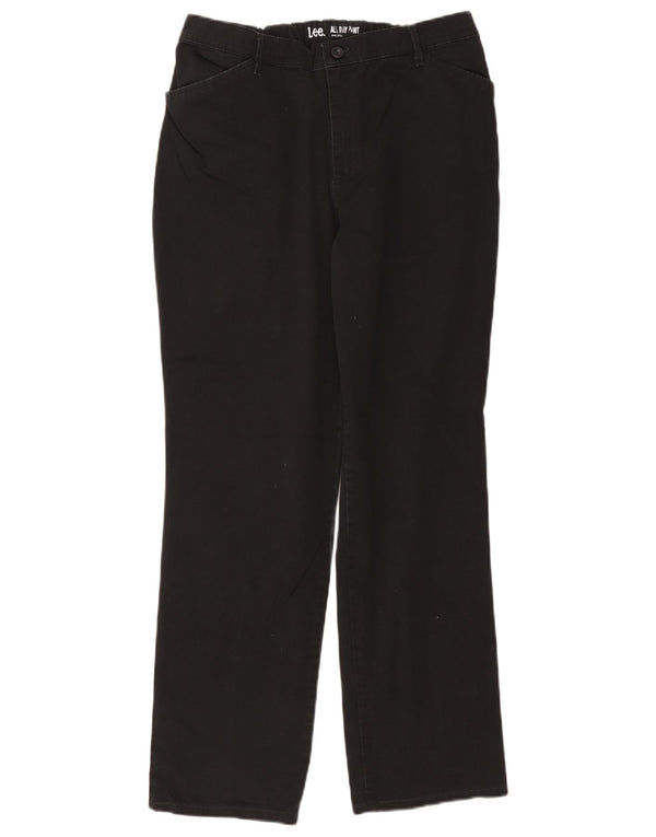 Женские прямые повседневные брюки Lee, США 14, XL, W36, L30, темно-синий, хлопок