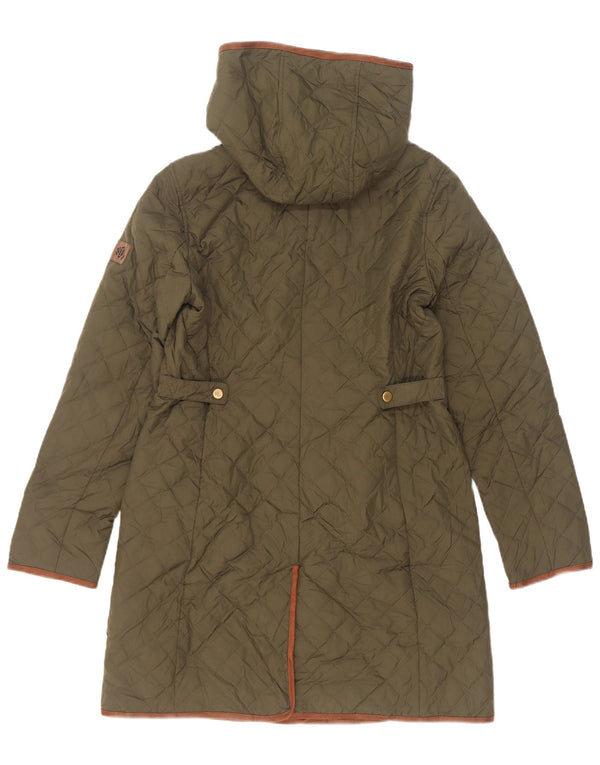 Женское стеганое пальто с капюшоном Ralph Lauren UK 10, маленький цвет хаки