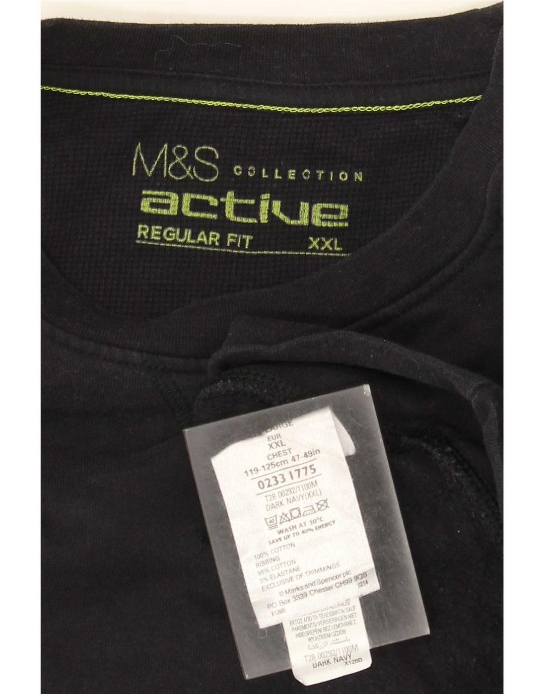 Мужской свитшот Marks & Spencer стандартного кроя 2XL, темно-синий, хлопок