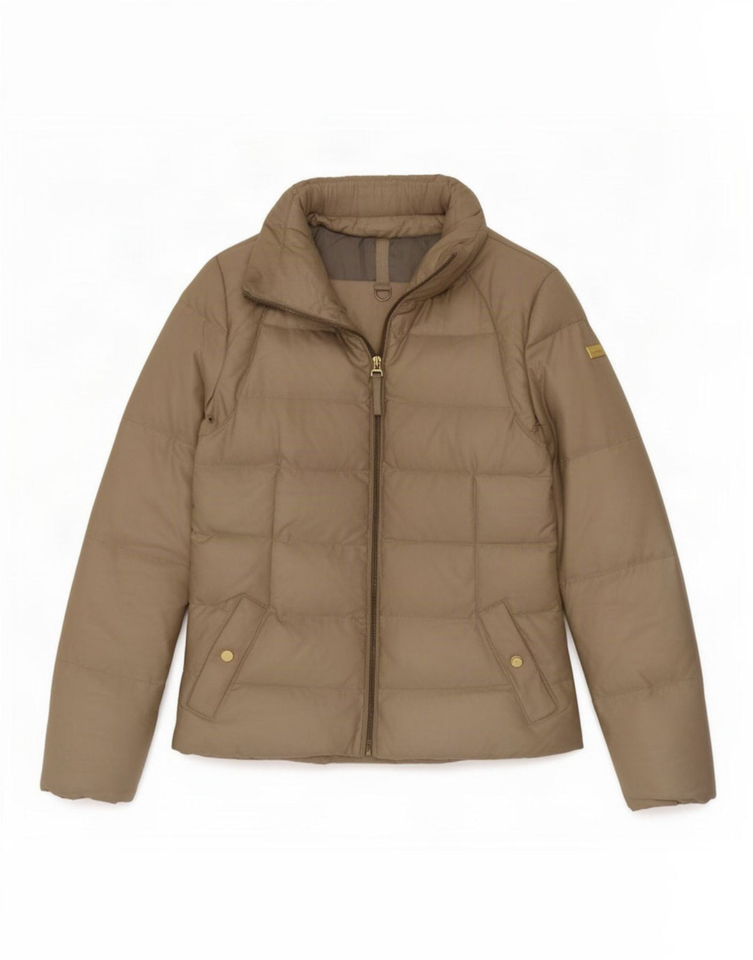 Женская стеганая куртка Zara UK 12, средний бежевый полиэстер
