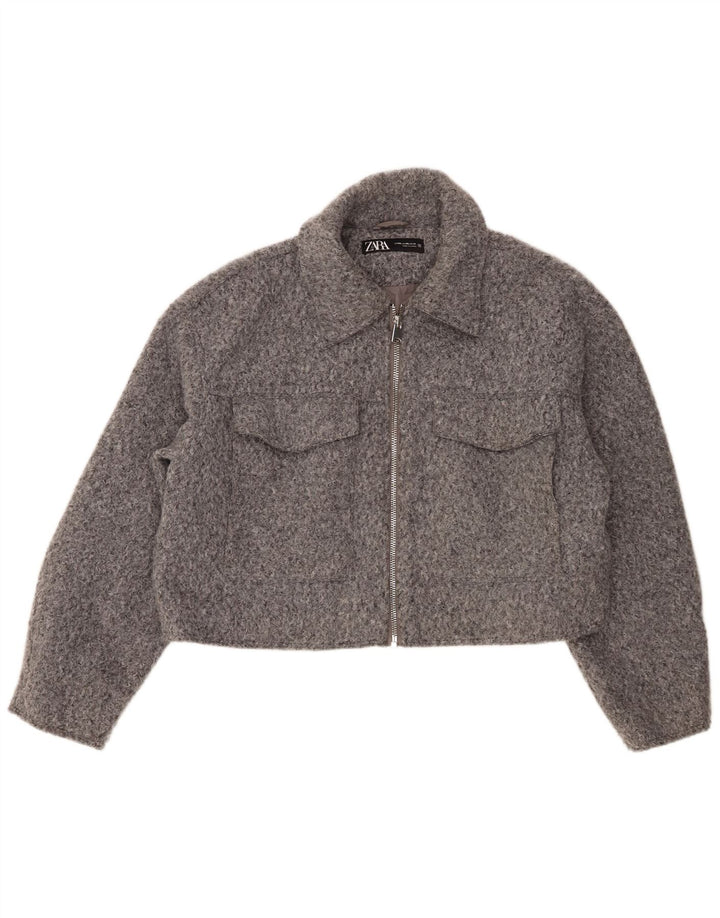 Женский укороченный бомбер Zara UK 20 2XL, серый полиэстер