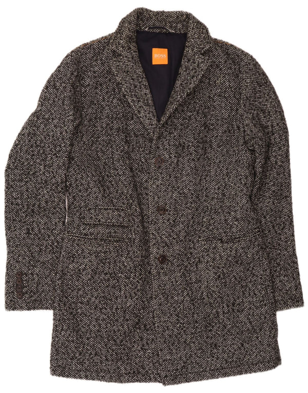 Мужское пальто Hugo Boss UK 52 XL серое в крапинку из полиакрила