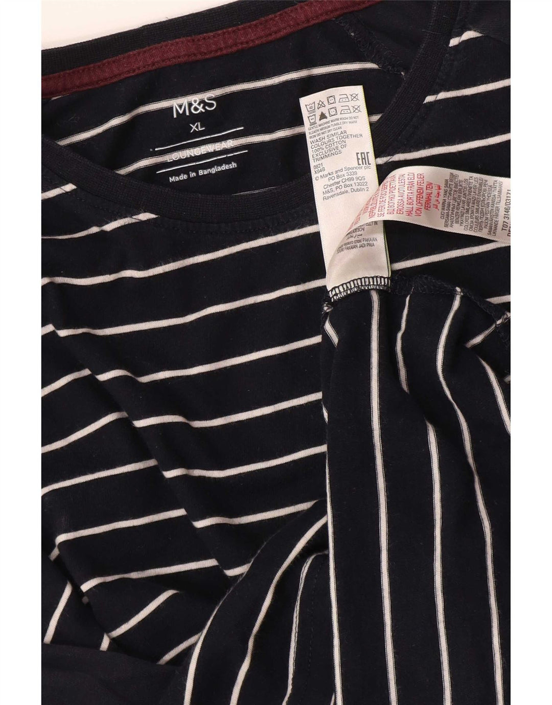 Мужской топ Marks & Spencer с длинным рукавом XL, темно-синий в полоску, хлопок