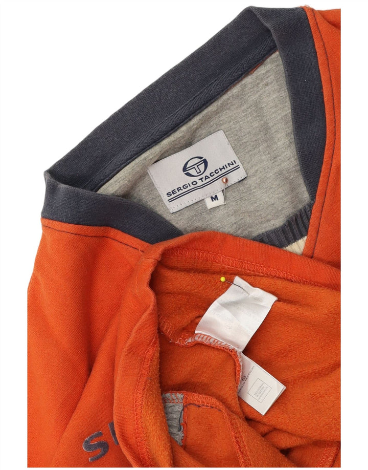 Мужской свитшот с рисунком Sergio Tacchini, хлопковый джемпер среднего оранжевого цвета