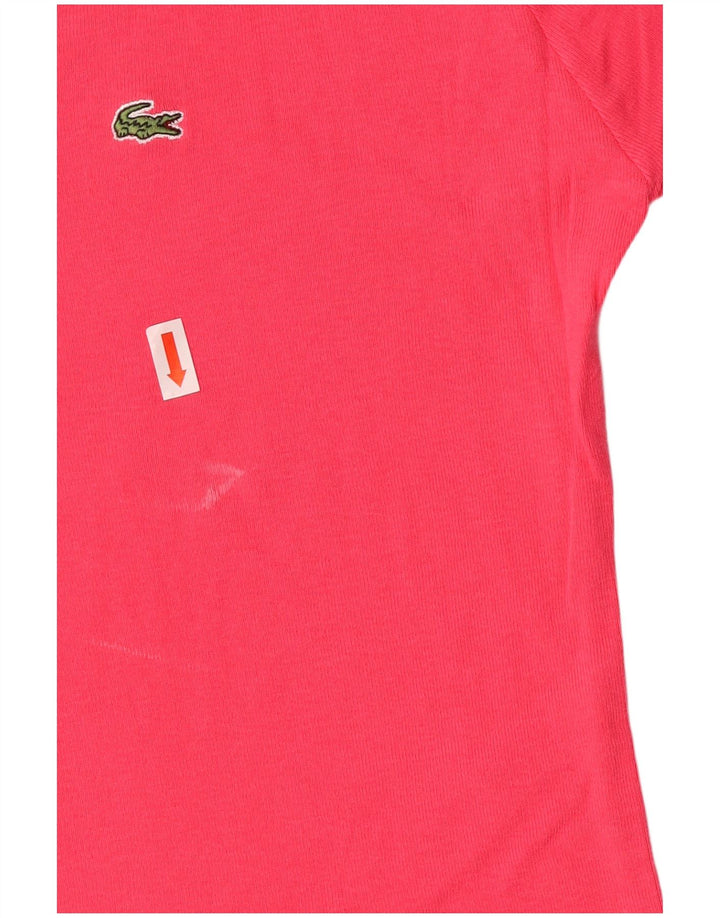 LACOSTE Женская футболка, размер 42, большая, розовая, хлопок
