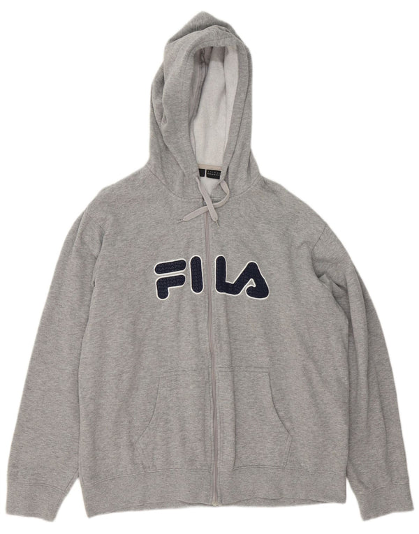 Fila Мужской свитер с капюшоном на молнии с графическим рисунком 2XL, серый хлопок с крапинками