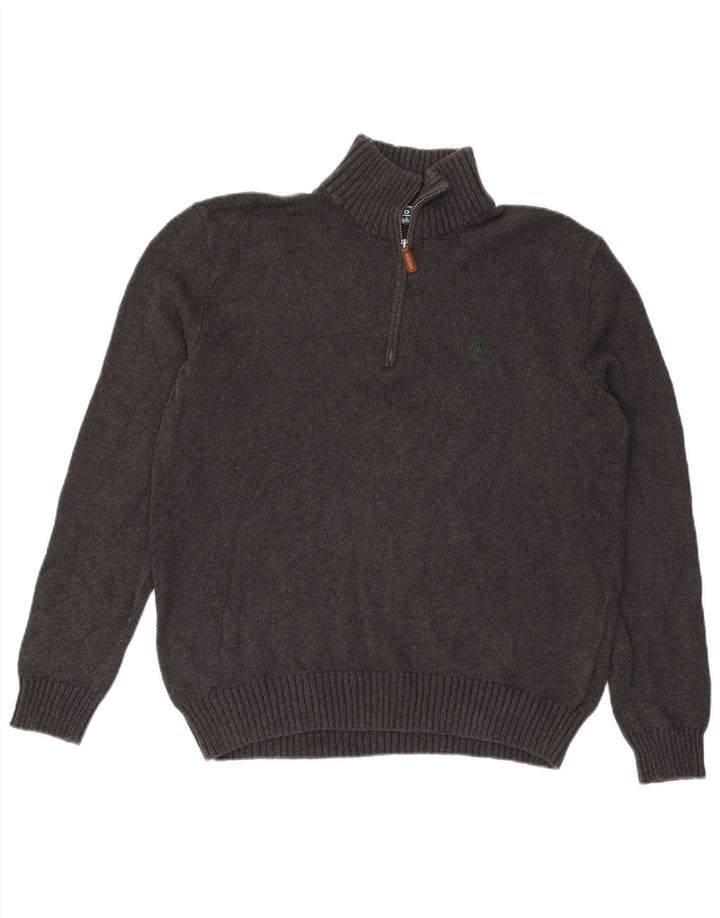 Мужской джемпер с воротником на молнии Polo Ralph Lauren, хлопковый средний серый цвет