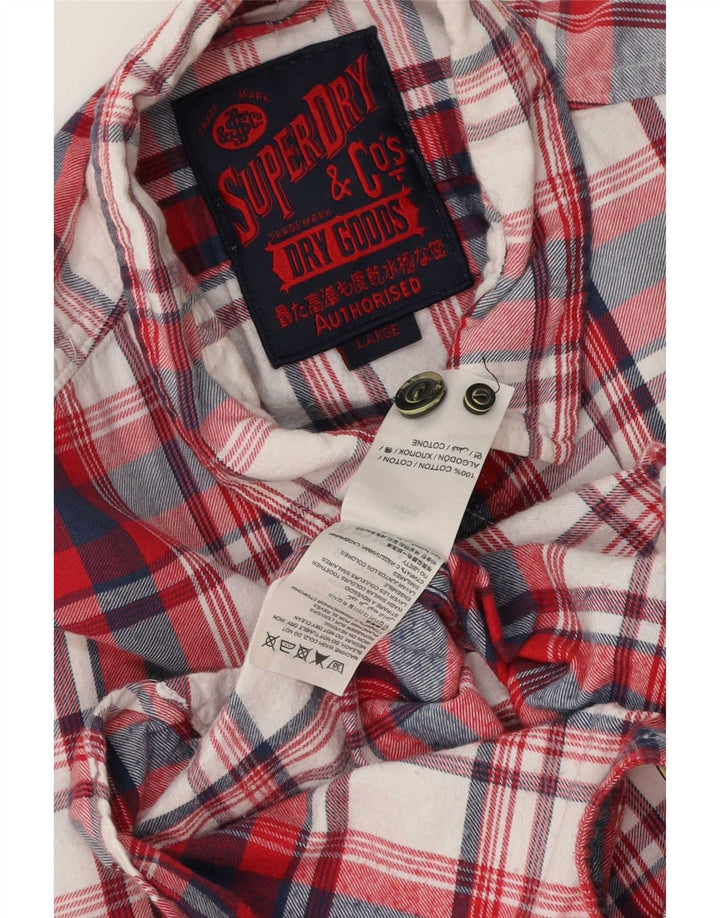 Мужская фланелевая рубашка Superdry, большая красная клетка, хлопок