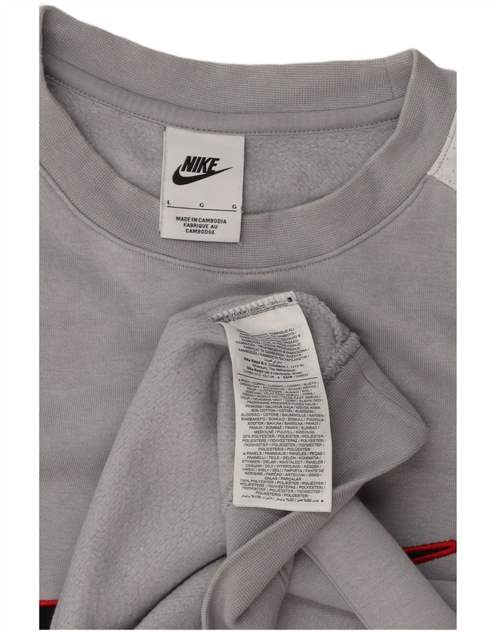 Мужской свитшот с рисунком Nike, большой серый полиэстер с цветными блоками