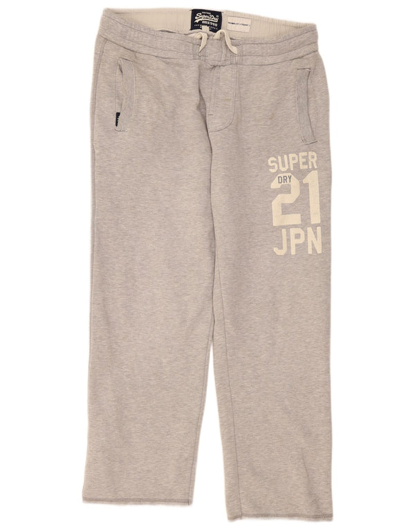 Мужские спортивные брюки Superdry с графическим рисунком, джоггеры XL, серый хлопок с крапинками
