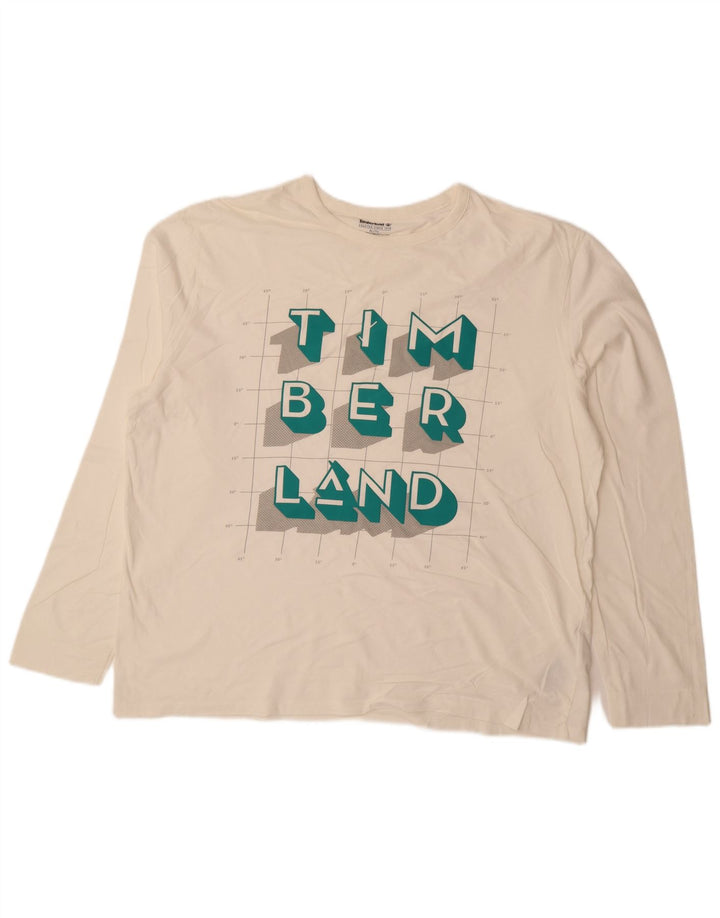 TIMBERLAND Мужской топ с рисунком с длинным рукавом XL, белый хлопок