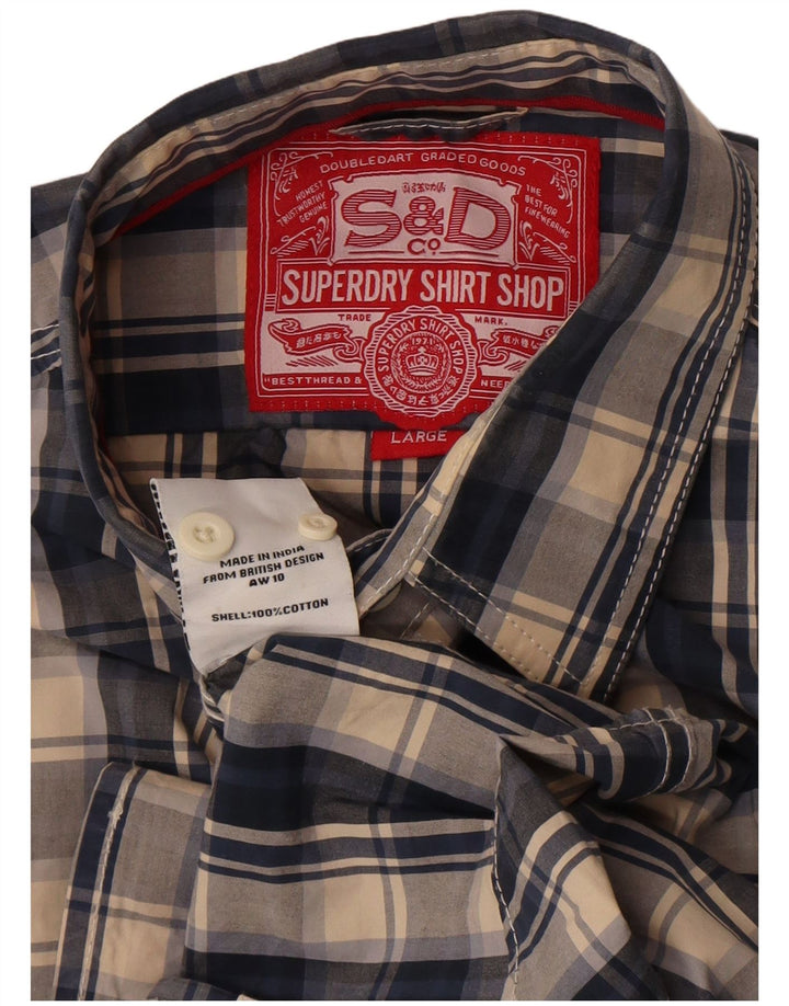Мужская рубашка Superdry, большая синяя клетка, хлопок