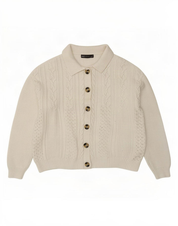 Женский кардиган Marks & Spencer UK 14 Средний Белый Вискоза