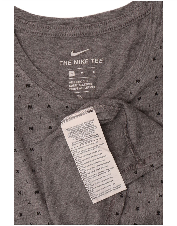 NIKE Mens Athletic Cut T-Shirt Top Medium Grey Geometric Polyester