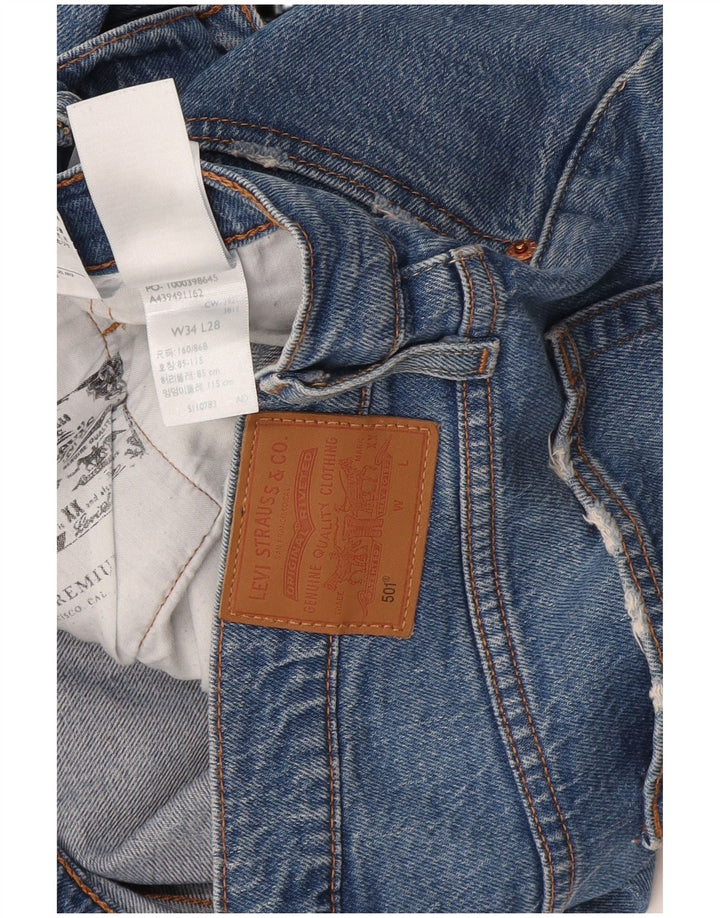 Женские прямые джинсы Levi's 501 W34 L28 синие, хлопок