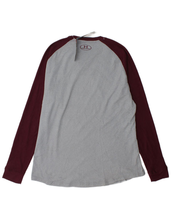 Мужской топ UNDER ARMOR с длинным рукавом XL, серый полиэстер с цветными блоками