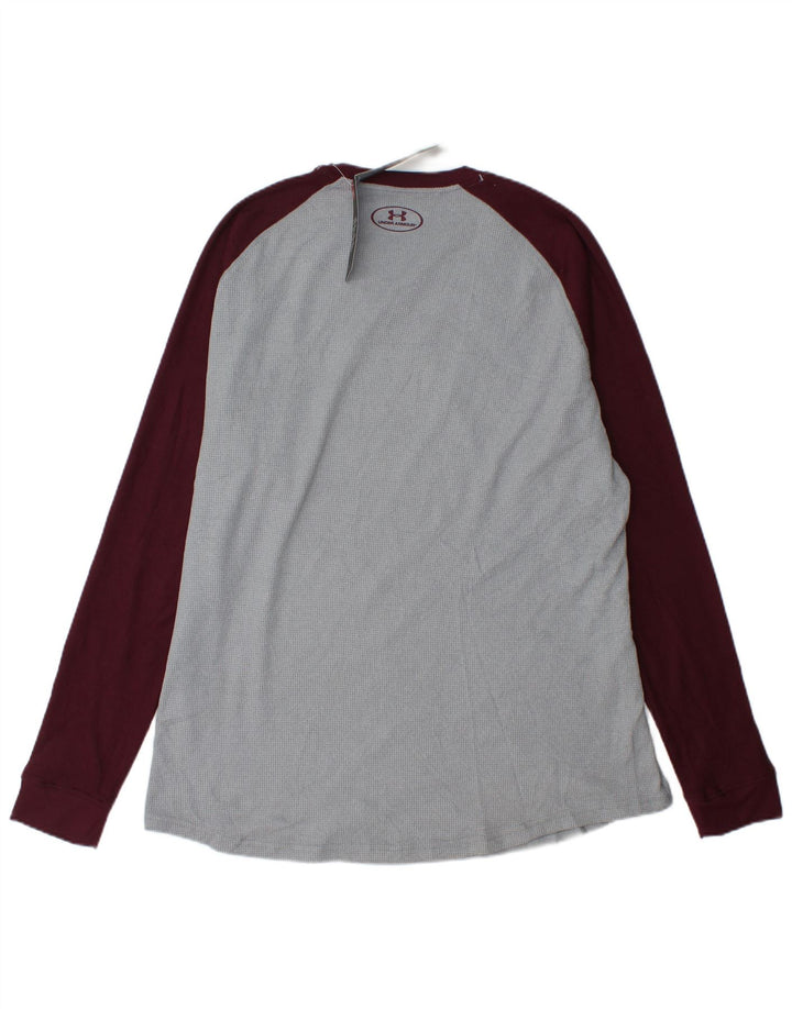 Мужской топ UNDER ARMOR с длинным рукавом XL, серый полиэстер с цветными блоками
