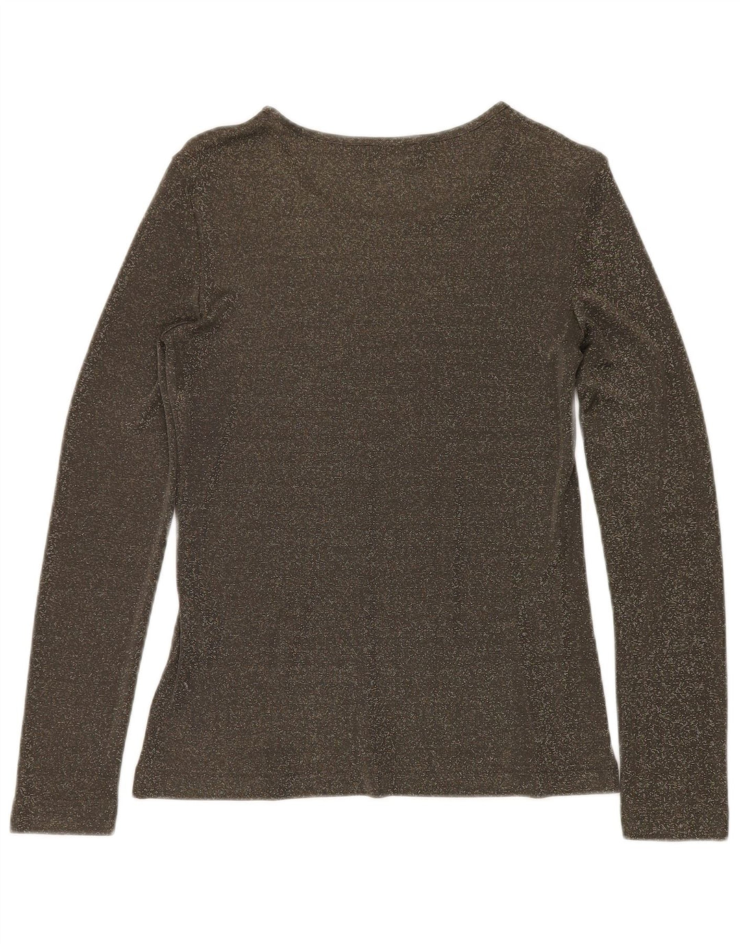 ВИНТАЖНЫЙ женский топ с длинным рукавом UK 12, средний зеленый вискоза с крапинками