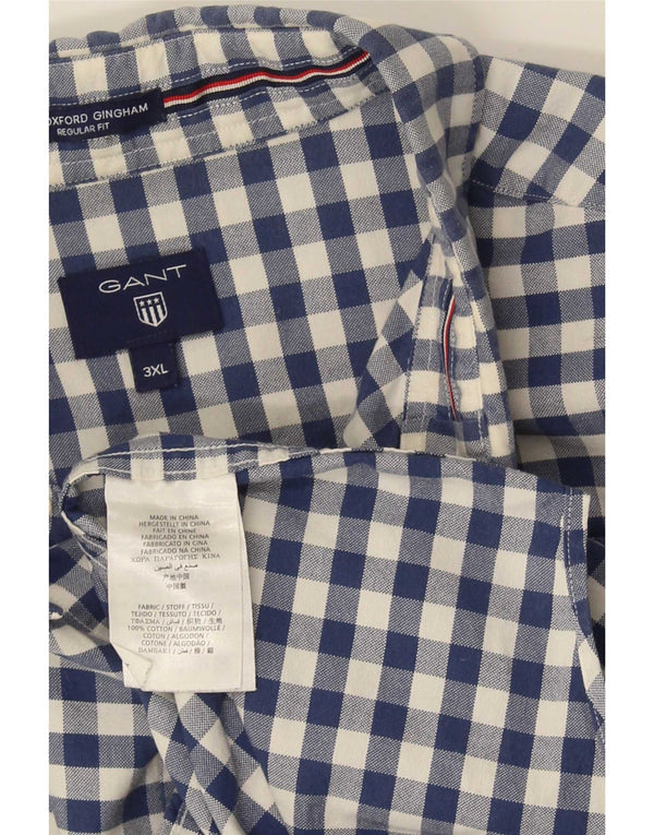 Мужская рубашка стандартного кроя Gant 3XL, синяя, хлопок в мелкую клетку