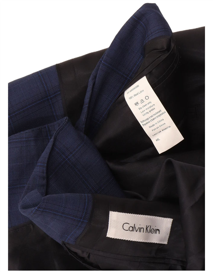 Мужской пиджак на 2 пуговицах Calvin Klein Jeans UK 44 2XL, синяя шерстяная клетка в клетку