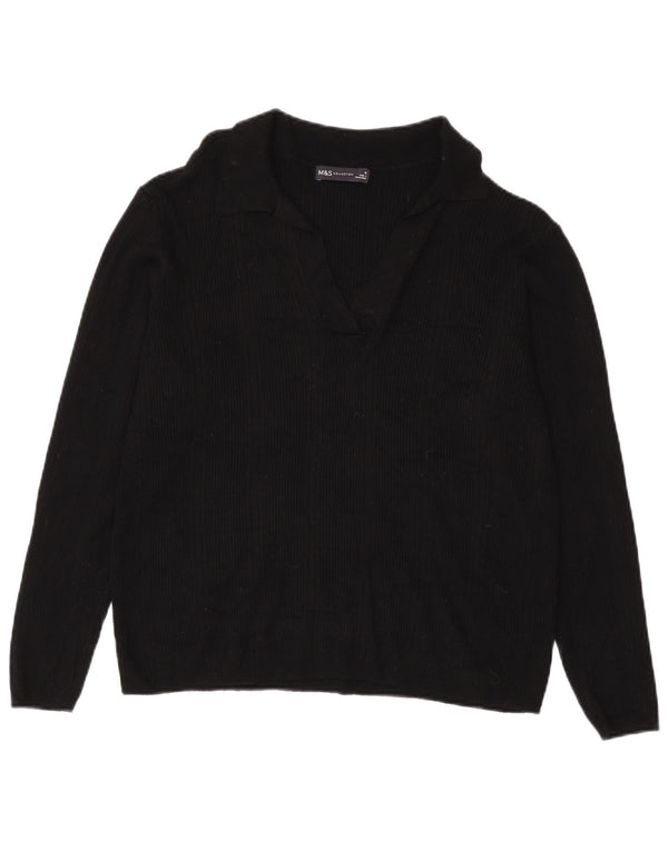 Женский джемпер с воротником поло Marks & Spencer UK 18 XL, черный вискоза