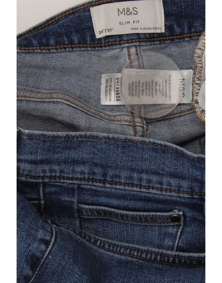 Мужские узкие джинсы Marks & Spencer W34 L31 синие, хлопок