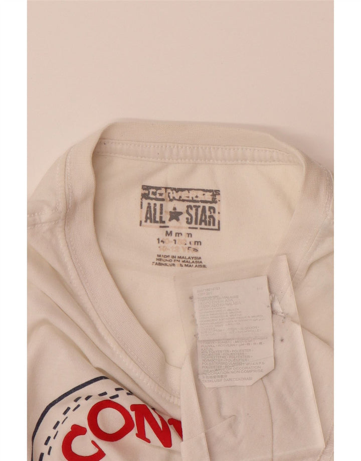 Футболка CONVERSE с рисунком для мальчиков, топ 10–11 лет, средний размер, белый хлопок, хлопок