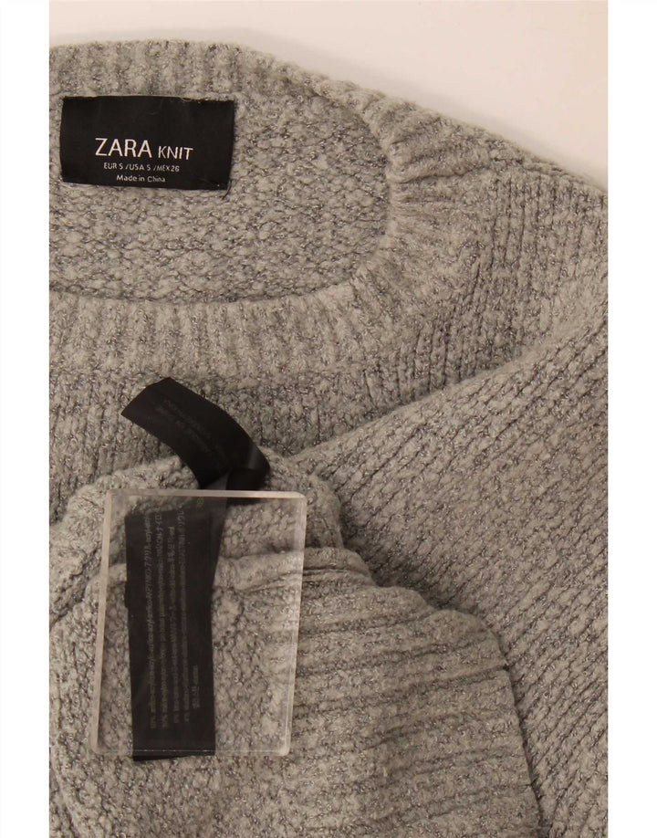 Женский свободный джемпер с круглым вырезом Zara UK 10, маленький серый в крапинку