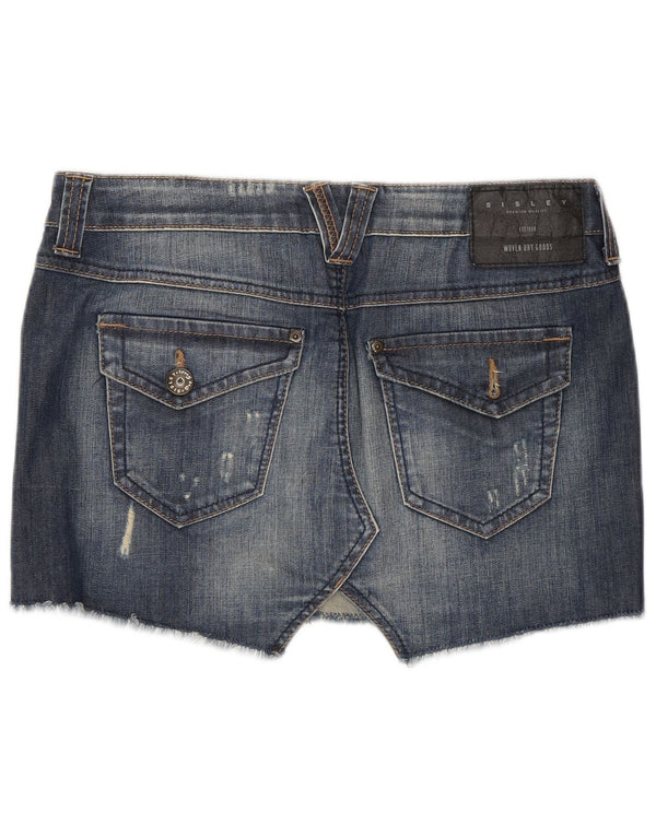 Женская джинсовая мини-юбка Sisley W29 среднего размера, синяя, хлопок