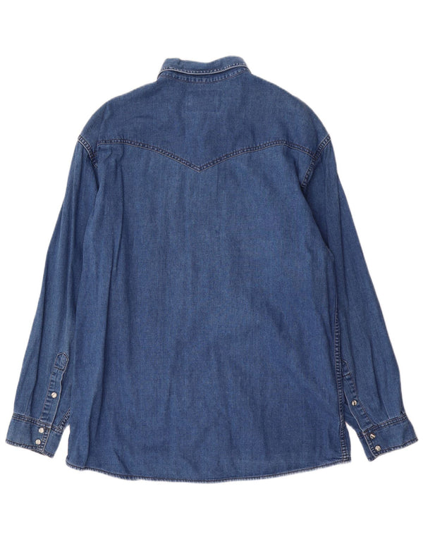 Мужская джинсовая рубашка в стиле вестерн Wrangler XL, синяя, хлопок