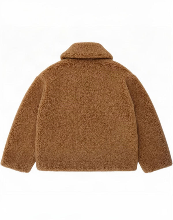 Женская куртка оверсайз из шерпы Zara UK 6 XS, коричневый полиэстер