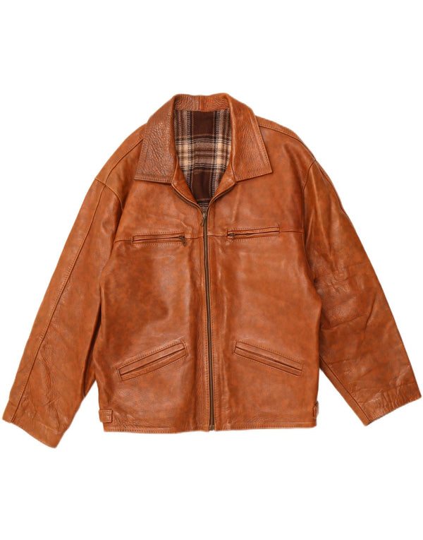 Винтажная женская кожаная куртка UK 18 XL Коричневая кожаная в крапинку